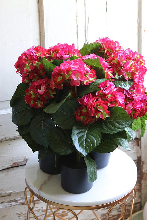 doniczkowa hortensja Wiśniowo-zielona, wysokiej jakości sztuczne kwiaty, wys.40cm