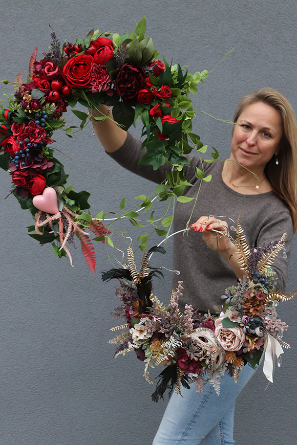 atrakcyjny wianek na obręczy, Subtelle Love, rozp.70cm 