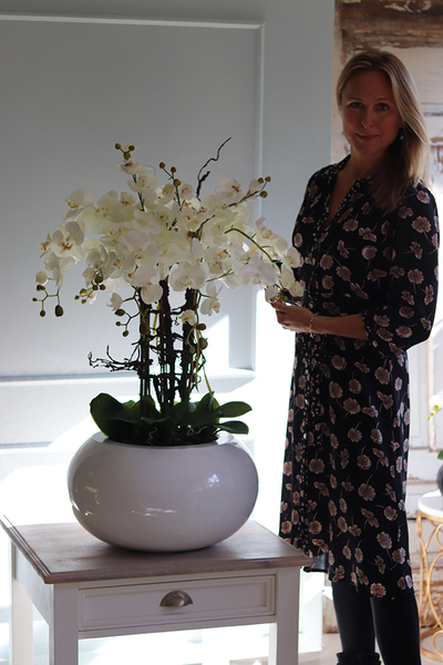 bardzo duży biały storczyk, Grande Belezza Fiberglass, wys.100cm 