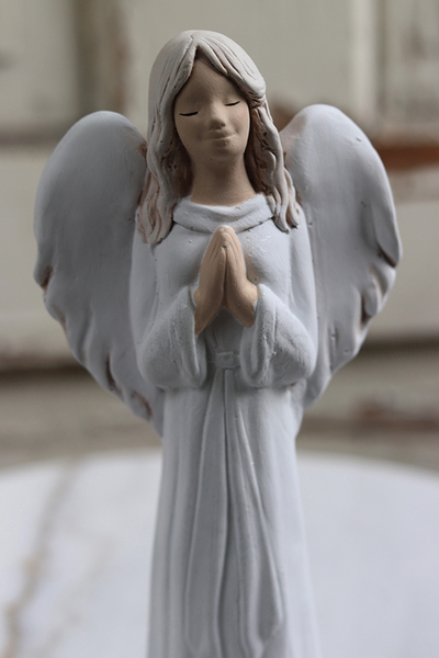figurka ceramiczna, Uroczy Anioł, biały, wys.25cm