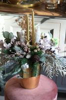 Golden Deer Premium, świąteczna kompozycja / stroik w złotym naczyniu, wys.51cm