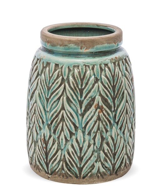 Dalmine, ceramiczny wazon z motywem liści, wys.20x15x15cm