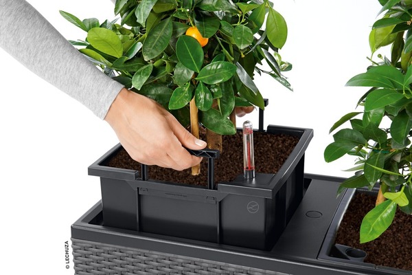 Trio Cottage, donica z nawadnianiem, rattan, granit, dł.130cm