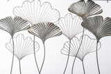 Ginko Glamour, srebrny decor ścienny z miłorzębem, wym.70x100x2.5cm