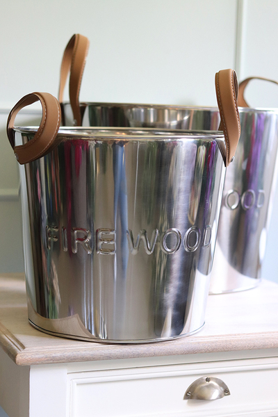 Fire Wood, pojemnik na drewno kominkowe / wiaderko, kpl.2szt