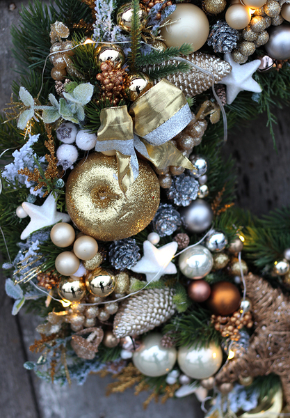 Christmas Tree, świąteczny wianek na drzwi z gwiazdą, śr 50cm  