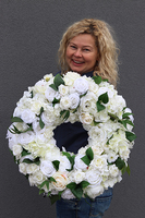 bardzo duży wianek / wieniec na drzwi w bieli, Mera, śr.50cm  