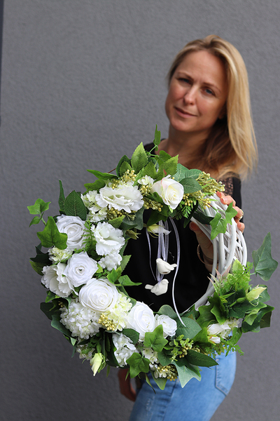 dekoracyjny wianek White Hellia, śr.40cm