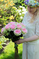 bukiet 10 szt. różowych róż Premium, wys.70cm