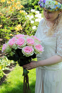 bukiet 10 szt. różowych róż Premium, wys.70cm