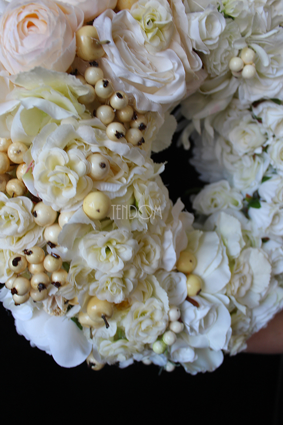 biało-kremowy wianek Biel Exclusive, śr.43cm 