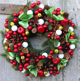 Familijny, świąteczny wianek / dekoracja, śr.27 cm