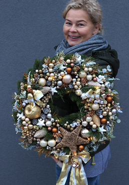 Christmas Tree, świąteczny wianek na drzwi z gwiazdą, śr 50cm