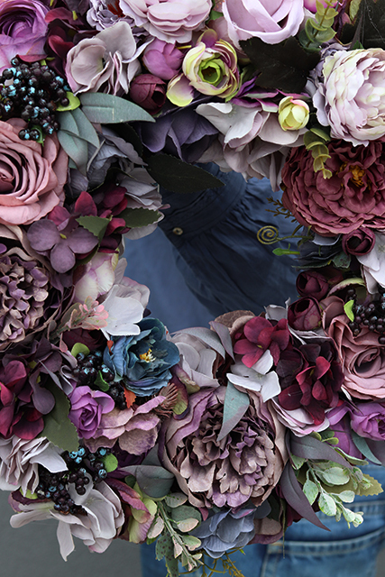 Caryca Katarzyna Purple Fiolet, efektowny wianek na drzwi, śr.45cm 