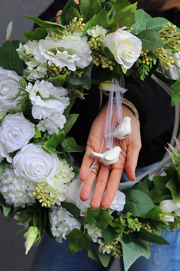 dekoracyjny wianek White Hellia, śr.40cm