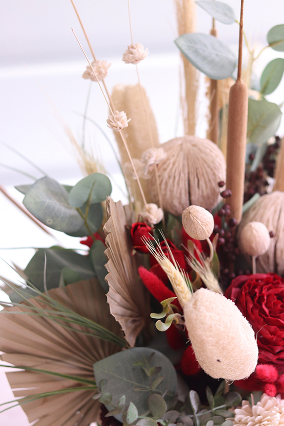 flowerbox welurowy z suszem, Marttimo Bordo Velvet, wys.66cm  