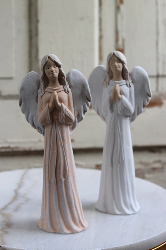 figurka ceramiczna, Uroczy Anioł, beżowy, wys.25cm