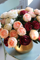 Bella Italia, bukiet bordowych peoni, 7szt. dł.42cm