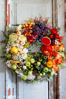 dekoracyjny wianek z owocami, Tęczowe Montello, śr.40cm  