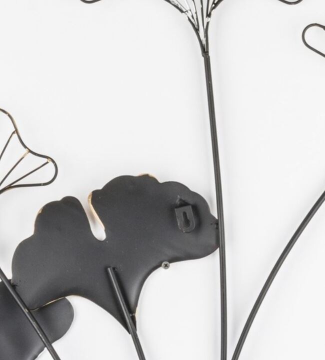 Ginko Glamour A, złoty decor ścienny z miłorzębem, wym.77x38x2cm