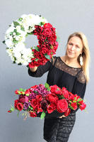 Biel&Czerwień Polonia, bogaty wianek patriotyczny stroik nagrobny, śr.41cm