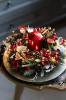 stroik świąteczny, Czerwona Rezydencja Premium, wys.13cm 