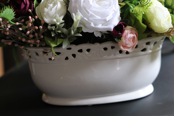 Minolli kompozycja kwiatowa w ażurowym naczyniu, wym.20x34x24cm