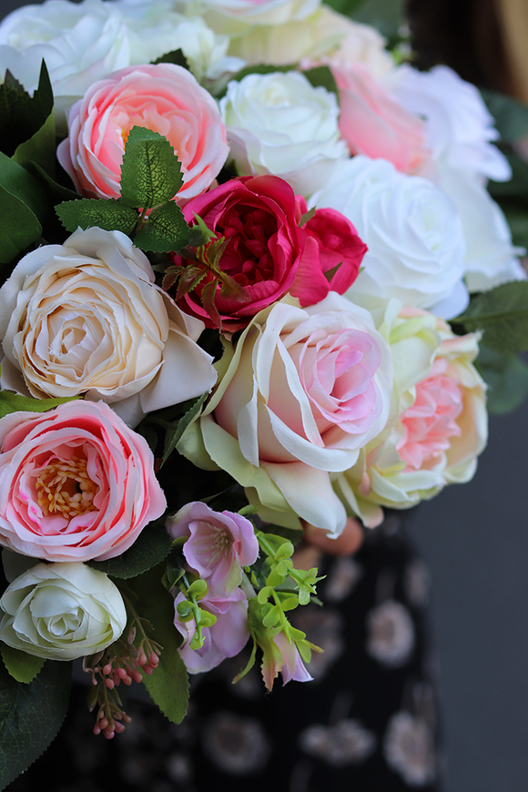 Monett, gustowna kompozycja w lustrzanej donicy, wym.24x45cm