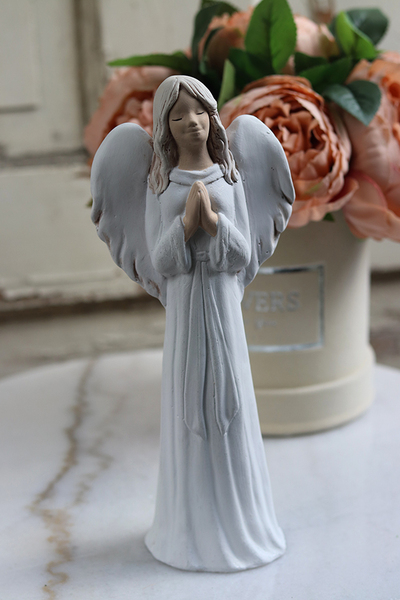 figurka ceramiczna, Uroczy Anioł, biały, wys.25cm