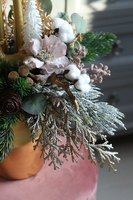 Golden Deer Premium, świąteczna kompozycja / stroik w złotym naczyniu, wys.51cm