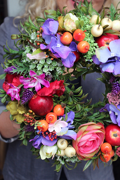 jesienny wianek na drzwi Santea, śr.32m