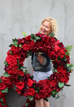 bardzo duży wianek na drzwi Czerwień XXL, śr.82cm