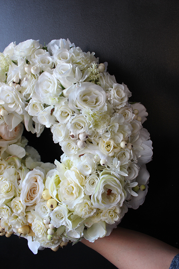 biało-kremowy wianek Biel Exclusive, śr.43cm 