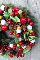 Familijny, świąteczny wianek / dekoracja, śr.27 cm