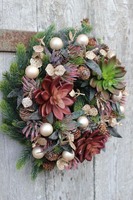 dekoracja świąteczna / wianek na drzwi Sukulenty Zimowe, śr.28cm