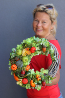 asymetryczny jesienny wianek, Pomarańczowy, śr.25cm  