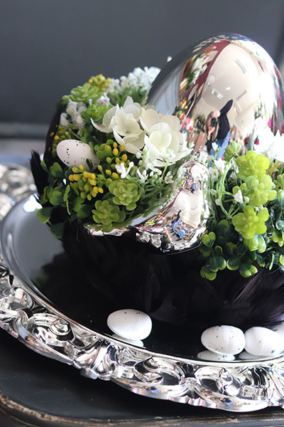 Pióra Glamour, Czerń, wielkanocny stroik, śr. 24/30cm