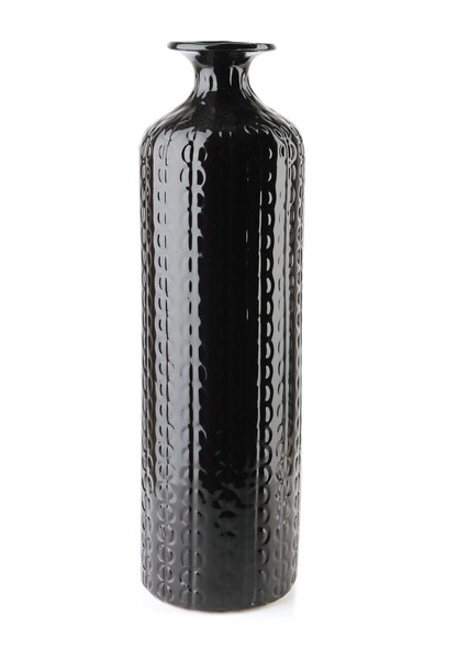 Dekoria, smukły porcelanowy wazon, czerń, wym.11x37cm