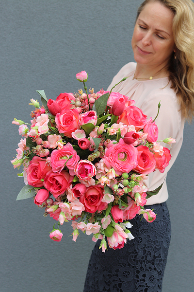 Dianna, romantyczny flowerbox / kompozycja w białym pudełku, wys.43cm