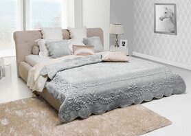 Adria, dekoracyjna narzuta velvetowa, popiel 240x220cm 