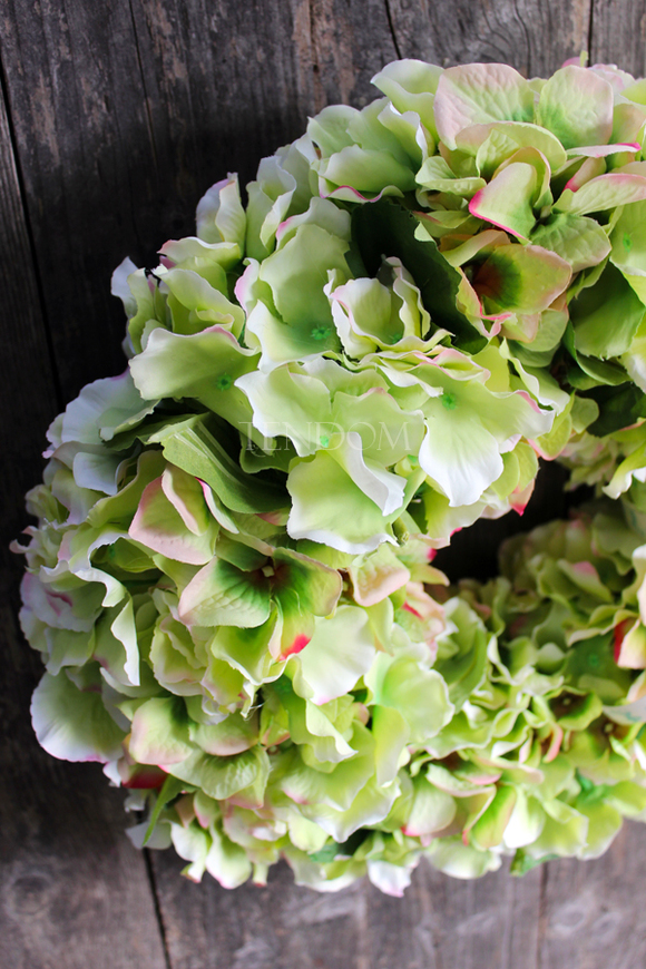 Zielona Hortensja 2 wianek na drzwi, śr.40cm