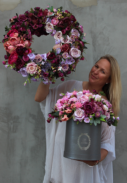 Bella Jesienna 2, kwiatowy wianek na drzwi, śr.56cm  