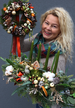 Orange Christmas, świąteczny komplet stroik&wianek