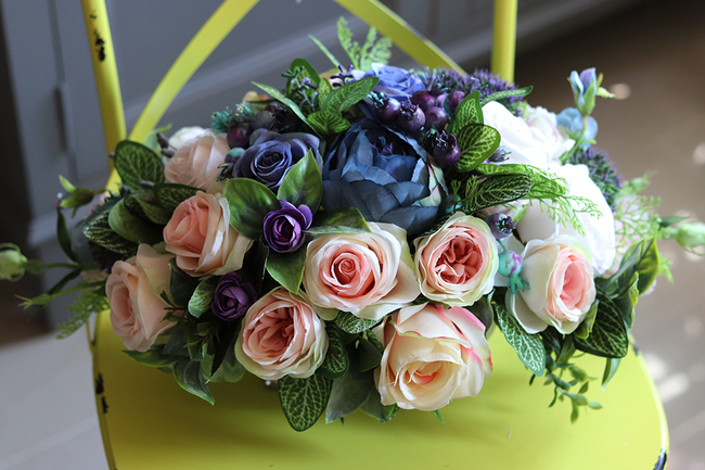 Pallonia, kompozycja kwiatowa / bukiet w donicy glamour, wym.23x25x46cm