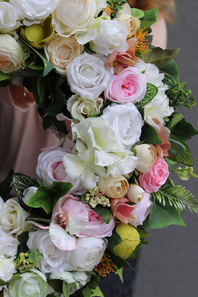 Pałacowy, dekoracyjny kwiatowy wianek na drzwi, śr.50cm