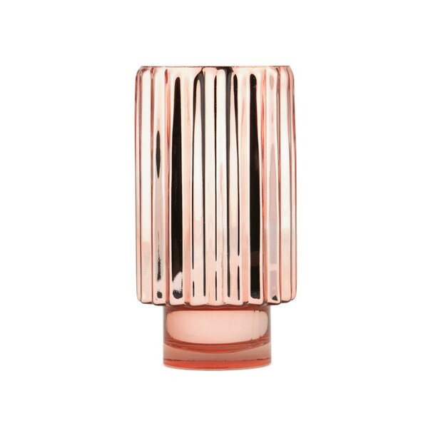 OD RĘKI Morlano Glamour, elegancki szklany wazon, różowe złoto, wys.30cm