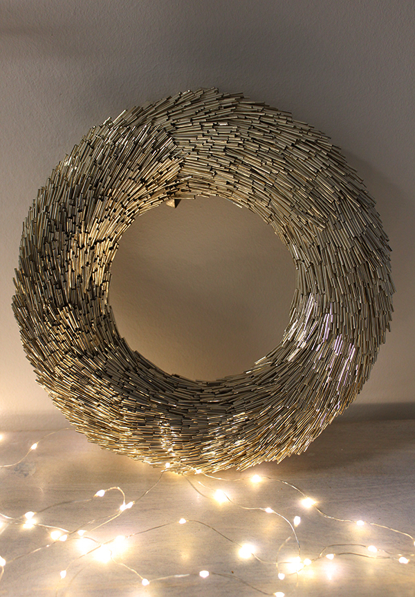 dekoracyjny wianek na drzwi, Złote Koraliki, śr.30cm