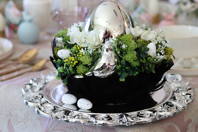 Pióra Glamour, Czerń, wielkanocny stroik, śr. 24/30cm