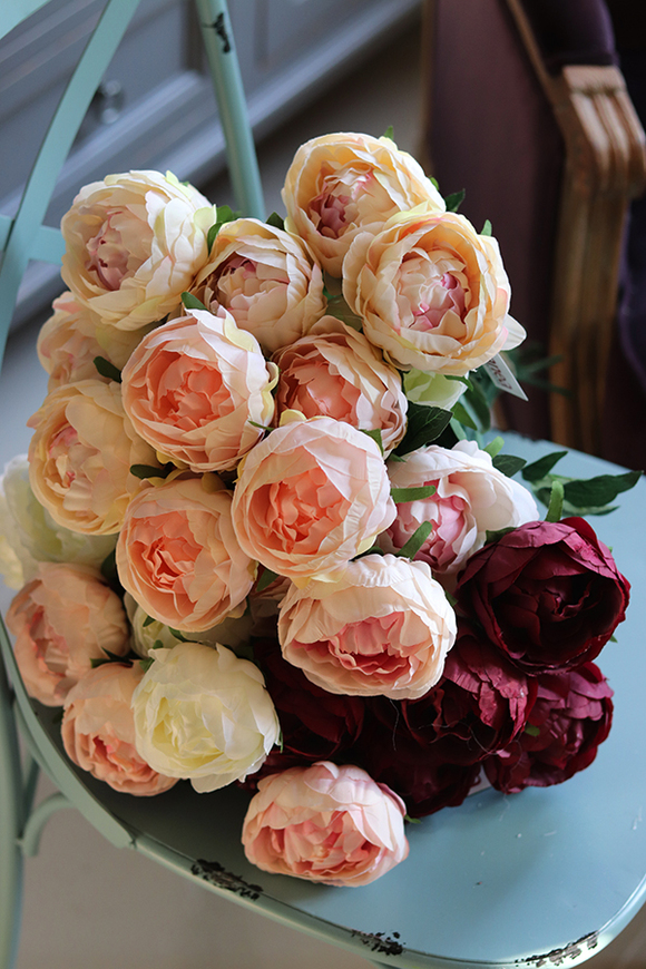 Bella Italia, bukiet herbacianych peoni, 7szt. dł.42cm