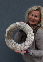 dekoracyjny wianek na drzwi, Złote Koraliki, śr.30cm